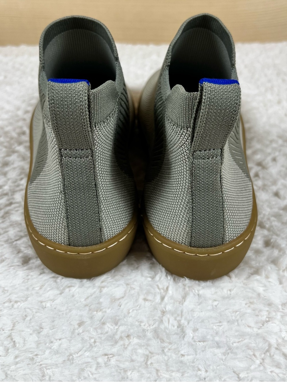 Rothy's The Chelsea Light Sage Knit Slip-On Sneaker Boot w/Brown Gum Sole Earthy - Picture 8 of 10